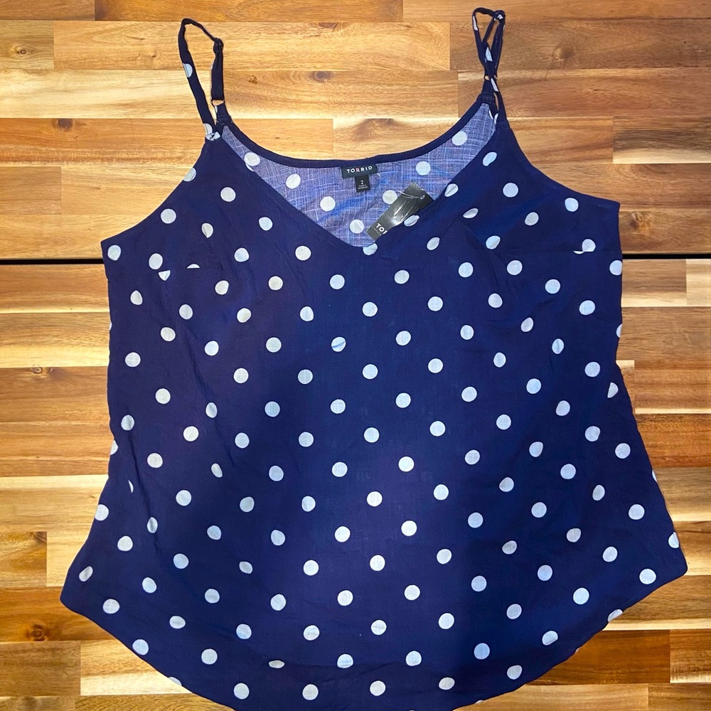 Torrid blue polka dot tank